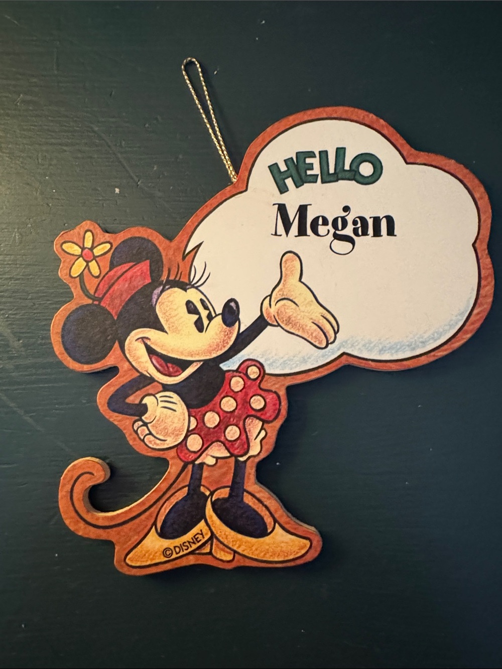 Disney Minnie Mouse Wooden Personalized Name Ornament/Name tag Megan